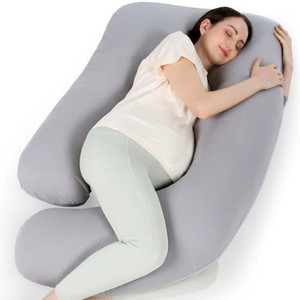 lot 8321 image: Momcozy Pregnancy Pillows for Sleeping, U Shaped Full Body Pillow for Pregnancy Women with Removable Jersey Cotton Cover, 57 Inch Maternity Pillow, Grey