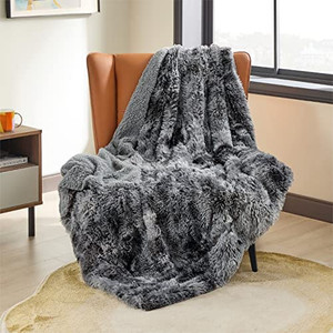 lot 8324 image: Bedsure Faux Fur Throw Blanket Grey - Tie-dye Fuzzy Fluffy Super Soft Furry Plush Decorative Comfy Shag Thick Sherpa Shaggy Throws and Blankets Couch, Sofa, Bed, 50x60 inches