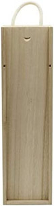 lot 8342 image: LOT OF 2--Wooden Wine, Liquor Bottle Box, Single Wine Bottle Wood Storage Gift Box with Rope Carry Handle for Birthday Party, Housewarming, Wedding, Anniversary, 13.75 x 4 x 4 Inches