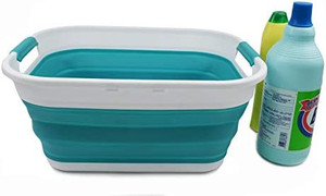 lot 8347 image: SAMMART 17.5L (4.6 Gallon) CollapsibleFoldablePop UpPortable Washing Tub, Water Capacity 13.5L3.5 Gallon (1, Bright Blue)