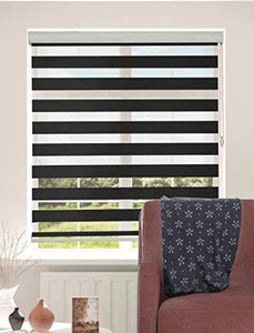 lot 8354 image: ShadesU Custom Size Blinds for Window Zebra Roller Shade Window and Door Blinds Blinds for Light Filtering Window Treatments (Maxium Height 72inch) (Black Color) (Width 36inch)