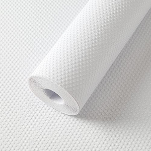 lot 8356 image: FLPMIX Shelf Liner - Waterproof Cabinets Liners, Easy to Cut Drawer Mat for Kitchens Cupboard 24 X 300Inch White