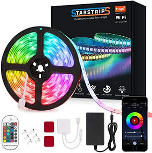 lot 8361 image: Starstrips LED Strip Lights16.4ft WiFi 5050 with Smart RF Remote Music Sync Phone App Control Work with Alexa Google Home Waterproof IP 65 Rope Lights for Bedroom Kitchen Party Decoration (ST004B)