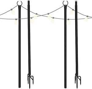 lot 8366 image: $$126 RETAIL--Holiday Styling String Light Pole - Outdoor Metal Poles with Hooks for Hanging String Lights - Garden, Backyard, Patio Lighting Stand for Parties, Wedding