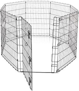 lot 8377 image: Amazon Basics Foldable Metal Dog and Pet Exercise Playpen, S Size, With Door