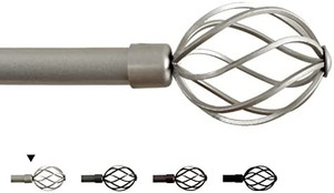 lot 8381 image: H.VERSAILTEX Window Curtain Rods for Windows 48 to 84 Inches Adjustable Decorative 34 Inch Diameter Single Window Curtain Rod Set with Twisted Cage Finials, Nickel