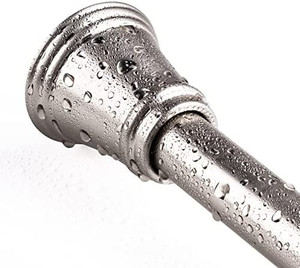 lot 8384 image: SZXIMU Spring Tension Curtain Rod 27-43 Inches, Never Rust and Non-Slip Shower Curtain Rods with Brushed Metal Round Finial, Nickel