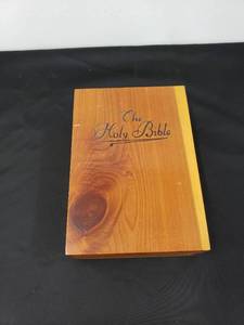 lot 5497 image: wood box holy bible holder