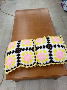 lot 5684 image: pair crocheted pillows