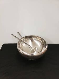 lot 5741 image: silver salad bowlutensils