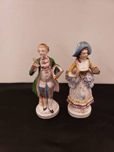 lot 5744 image: pair hand painted figurines