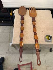 lot 9052 image: huge wood fork & spoon