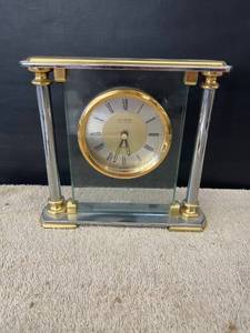 lot 9165 image: meaty metal & glass clock