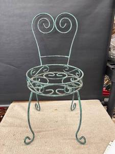 lot 9198 image: metal chair plant stand