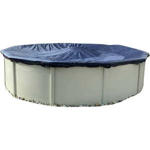 lot 25187 image: Winter Block Pool Cover for Above Ground Round Pool 18 ft Includes Winch and Cable 7x7 Scrim