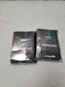lot 25188 image: (2) Black Poncho Eva Waterproof Rain Ponch Hood Adult One Size Fits Most