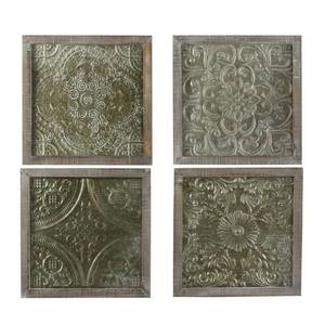 lot 59587 image: DecMode Indoor Brown Wood Farmhouse Wall D�cor, Set of 4