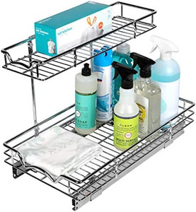lot 59628 image: Richards Under Sink Pull-Out Sliding Shelf Organizer for Kitchen