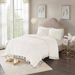 lot 59640 image: Madison Park Laetitia Medallion Fringe Cotton Chenille 3-Pc. Coverlet Set, KingCalifornia King