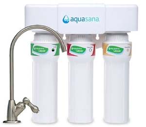 lot 59654 image: Aquasana - Claryum� 3-Stage Max Flow 800-gal. Filter Capacity Under Sink Water Filter - Brushed Nickel
