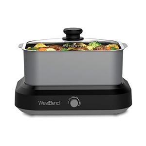 lot 59660 image: West Bend Slow Cooker Large Capacity, 5-Quart, Silver