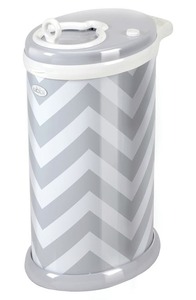lot 59666 image: Ubbi - Diaper Pail - Gray Chevron