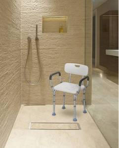 lot 59685 image: OasisSpace Aluminium Bath Chair, Model OS-28LBM-BC-BE61009-W