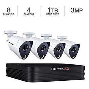 lot 59697 image: Night Owl 8-Channel 3MP Extreme HD 3.0 DVR 1TB, 4 3MP Wired Infrared Camera Security System