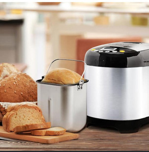 lot 59700 image: Electric Stainless Steel Bread Making Machine with Nonstick Baking Pan and Digital Display
