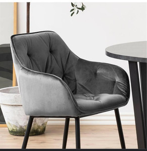 lot 59703 image: Tufted Dining Chair , Dark Grey