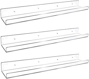 lot 59720 image: 3 Pack 24-Inch Long Clear Acrylic Floating Shelves