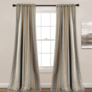 lot 59731 image: Half Moon Striped Rod Pocket Room Darkening Curtain Panels, 52 x 95 Inches, 8 Panels Total