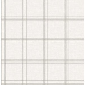 lot 59751 image: Chesapeake by Brewster-Ester Dove Plaid Wallpaper