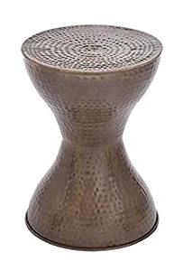 lot 59778 image: DecMode 19 in x 14 in Bronze Metal Industrial Accent Table