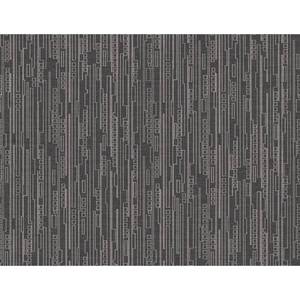 lot 59791 image: Vertical Geo Dark Gray Paper Strippable Non-Pasted Wallpaper Roll ( Cover 60.75 sq. ft. )