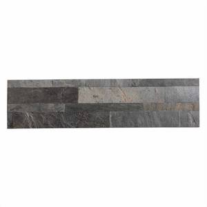 lot 59808 image: Aspect 6 x 24-inch Iron Slate Peel and Stick Stone Backsplash. 20 tiles
