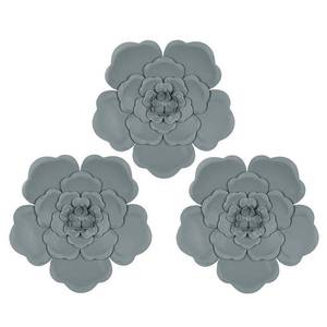 lot 59826 image: Stratton Home Decor- Set of 3 Distressed Light Blue Flowers Wall Decor