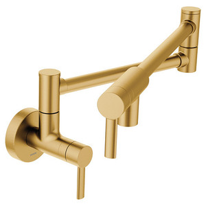 lot 59834 image: Modern Brushed Gold One-Handle Pot Filler Kitchen Faucet