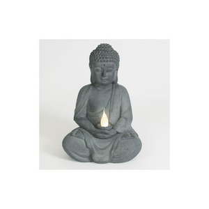 lot 59844 image: Meditating Buddha Garden Statue with Solar Light- Grey