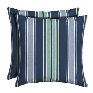 lot 59848 image: Arden Selections Sapphire Aurora Blue Stripe 16 x 16 in. Outdoor Toss Pillow Set of 2
