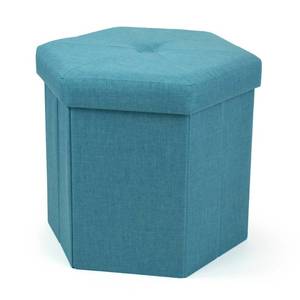 lot 59871 image: Humble Crew Devon 16 Hexagonal Upholstered Collapsible Storage Ottoman