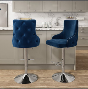 lot 59877 image: 2 - Velvet Swivel Bar Stools