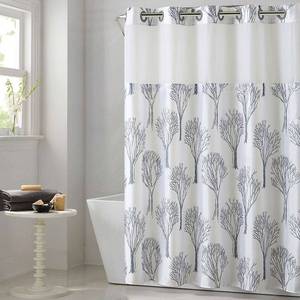 lot 59886 image: Hookless Modern Tree Shower Curtain with Liner, Grey