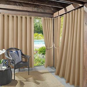 lot 60035 image: Sun Zero Sailor Indoor-Outdoor Ultraviolet Protectant Room Darkening Grommet Curtain Panel, 108 L x 54 W. Set of 2