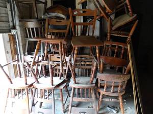 lot 1021 image: Lot Quality American Made Wood Restaurant Chairs