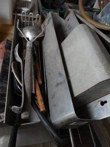 lot 1123 image: Stainless Wall Bins and Utensils