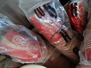lot 1154 image: NOS Old Coca Cola and Variety of Paper Cups Lot