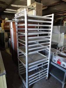 lot 1255 image: 6Ft Tall Stainless Bakers Rack w 7 Trays