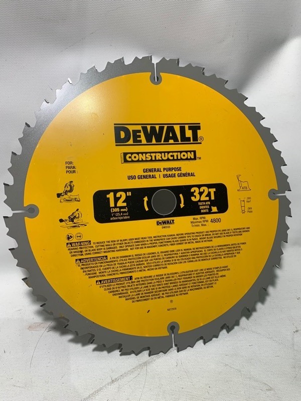 lot 130 image: DeWalt Construction General Purpose 12 32T Saw Blade