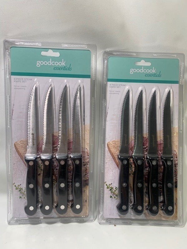 lot 337 image: 2 New Packs of Goodcook Essentials 4pc Steak Knife Sets